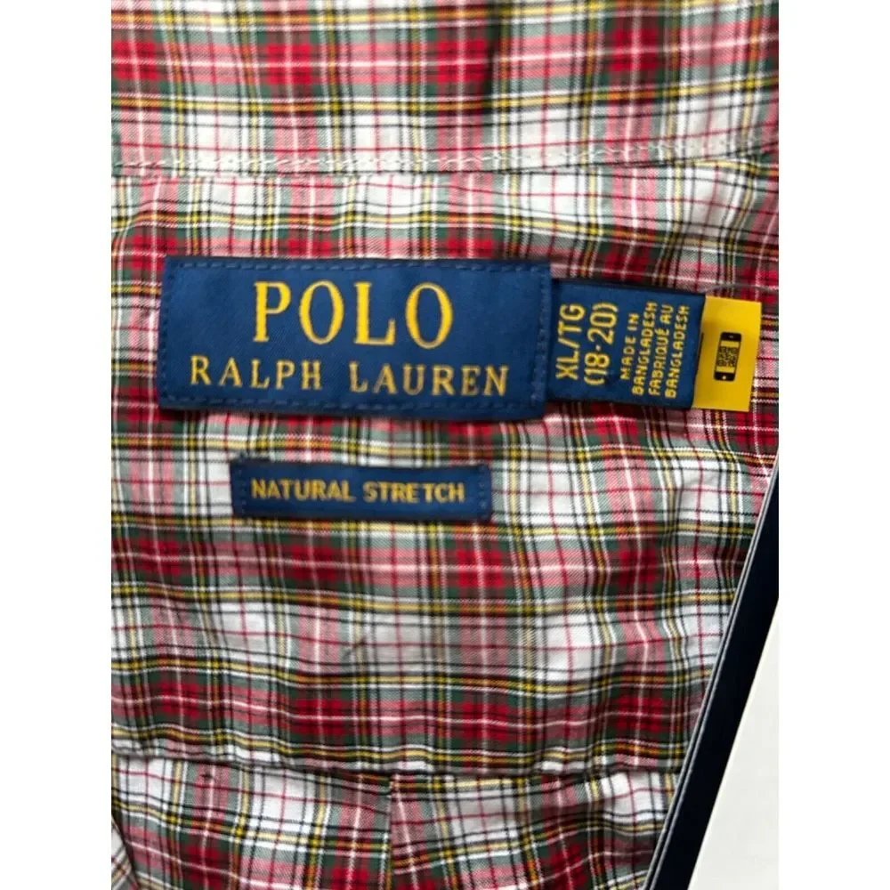 New with tag Polo Ralph Lauren red plaid button down shirt size 18-20 young mens